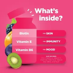 Women's Multivitamin Gummies with Orange, Cherry & Strawberry Flavors, Chewable Gummies with Immune System Booster and Zinc, Phytoral, 90ct