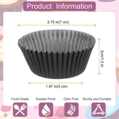 Unique Bargains Greaseproof Disposable Standard Size Cake Cookie Baking Cups 100 Pcs Black