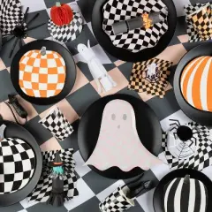 Meri Meri Halloween Checker Side Plates (Pack of 8)