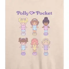 Women's - Polly Pocket - Polly Pocket Doll Grid Lightweight French Terry Wide Neck Long Sleeve Graphic Shirt