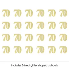 Big Dot of Happiness Gold Glitter 70 - No-Mess Real Gold Glitter Cut-Out Numbers - 70th Birthday Party Confetti - Set of 24