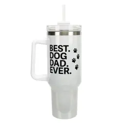 Elanze Designs Best Dog Dad Ever Pet Pawprint 40 oz. Stainless Steel, Large Water Bottle Coffee Mug, Spill & Leak Resistant, Thermal Travel Tumbler