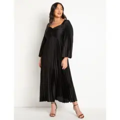 ELOQUII Women&rsquo;s Plus Size Pleated Satin Maxi Dress