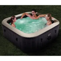 Intex PureSpa Plus 6 Person Portable Inflatable Square Hot Tub Spa with 190 Bubble Jets and Built In Heater Pump