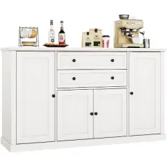 58" Buffet Sideboard Cabinet with Storage, Modern Coffee Bar Cabinet with 2 Drawers & 4 Doors, Kitchen Buffet Table for Dining Room, Living Room