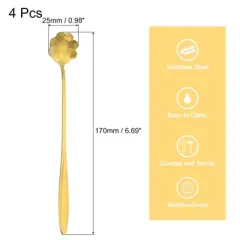 Unique Bargains Reusable Stainless Steel Long Handle Coffee Spoons for Stirring Cocktail 4 Pcs