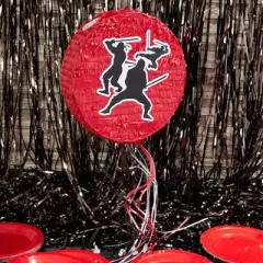 Ninja Warrior Pull String Pinata for Boy Baby Shower, Kids Birthday, Karate Party Supplies, Small 11.7 inches