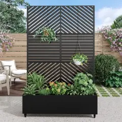 PexFix 72 in. H x 47 in. W Black Metal Rectangle Wall Planter Box with Trellis for Climbing Plants