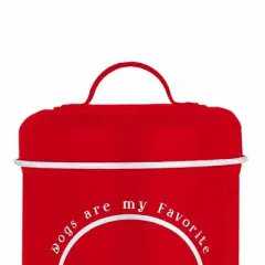 Amici Pet Collection, Red Metal Dog Treat Canister, 64 Oz Storage Tin with Tight-Fitting Lid & Handle - Labeled &ldquo;Dogs Are My Favorite&rdquo;