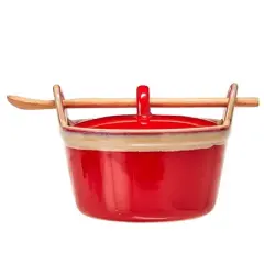 The Lakeside Collection Casserole with Wooden Spoon - Red