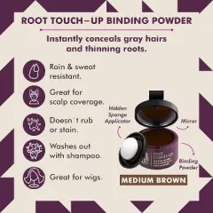 Style Edit Root Touch Up Powder for MEDIUM BROWN Hair (0.13 oz tub) Gray Hair Cover-up Root Concealer for Grey, White Hair
