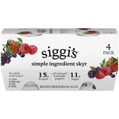 siggi's Acai and Mixed Berry Traditional Yogurt Cups - 5.3oz/4ct