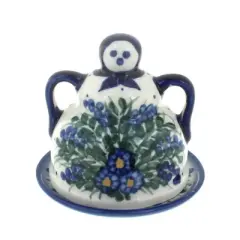 Blue Rose Polish Pottery 33A WR Unikat Small Cheese Lady