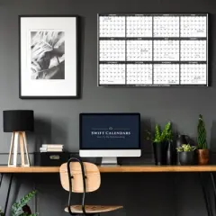 SwiftGlimpse 2024 Yearly Wall Calendar & Planner 24"x36" Chalkboard