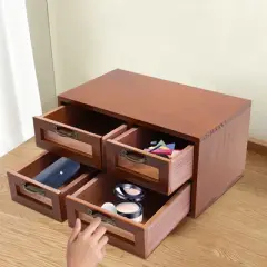 YIYIBYUS Wooden Desk Organizer with Drawers Desktop Storage Cabinet