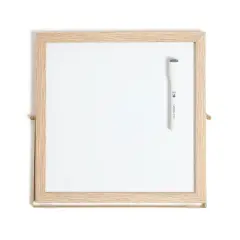 U Brands 12"x12" Frame Desktop Dry Erase Easel Natural: Magnetic Whiteboard with Wall Mount & Hardware
