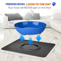 SereneLife 2-in-1 Interlocking Pet Bowl & Mat (SLTDG66) - Non-Slip, Mess-Free Feeding Solution