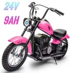 Electric Motorcycle for Kids, 24V Dirt Bike, Modes up to 15MPH, Dirt Bike with LED Lights, Rear Brake, Perfect Ride for Kids and Teens