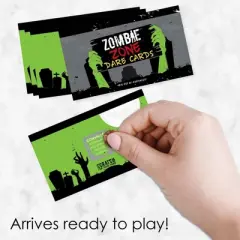 Big Dot of Happiness Zombie Zone - Halloween or Birthday Zombie Crawl Party Game Scratch Off Dare Cards - 22 Count