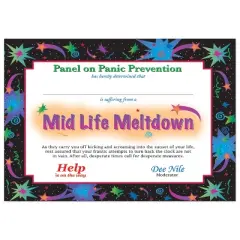 Beistle Midlife Meltdown Certificate, 5" x 7", (6/Pkg) Multicolored