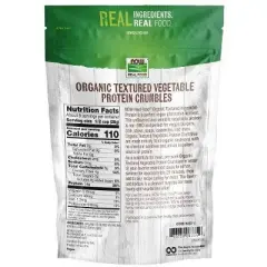 Organic Textured Vegetable Protein Crumbles by Now Foods  -  8 oz Crumbles