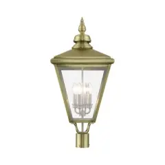 Livex Lighting Adams 4 - Light Post Light in  Antique Brass/Brushed Nickel