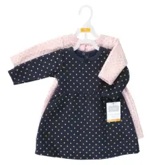 Hudson Baby Infant Girl Cotton Dresses, Metallic Navy Pink