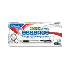 BAZIC Products&reg; Essence Gel Pen with Cushion Grip, Black, 12 Per Box, 6 Boxes