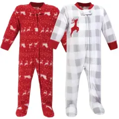 Hudson Baby Baby Fleece Zipper Sleep and Play 2pk, Santas Sleigh