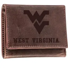 Evergreen West Virginia University Crazy Horse Collection Tri-Fold Wallet