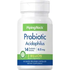 Piping Rock Probiotic Acidophilus | 14 Strains 3 Billion Organisms | 60 Capsules