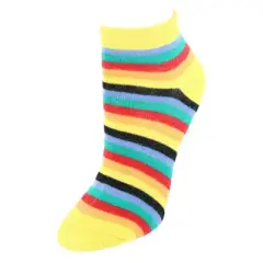 CTM Women's Multi-Color Striped Low Cut Socks (6 Pack)