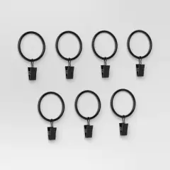 7pk Clip Rings Matte Black - Threshold&trade;: Steel Curtain Hooks, Painted Finish, 1 Year Warranty