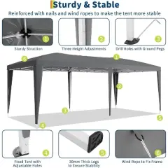 10x20 Heavy Duty Pop Up Canopy Tent with 6 Removable Sidewalls, Easy Up Commercial Canopy Tents for Parties, Large Outdoor Canopies
