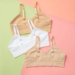 Girls' 3PK Favorite Double-Layered, High-Quality Seamless Bra with Adjustable Straps by Yellowberry