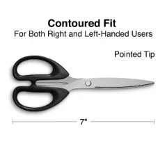 TRU RED Staples 7" Pointed Tip Stainless Steel Scissors Straight Handle Right & Left Handed