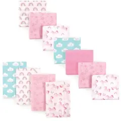 Luvable Friends Infant Boy Cotton Flannel Burp Cloths and Receiving Blankets, 11-Piece, Rainbow, One Size