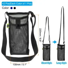Unique Bargains Mesh Portable Adjustable Strap Water Bottle Bag for Sports 2 Pcs