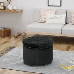 Tiernan Glam Velvet Tufted Ottoman - Christopher Knight Home