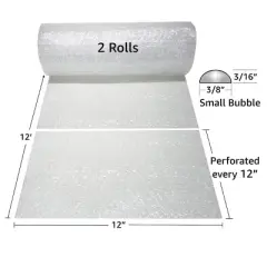 UBMOVE Bubble Roll 12&rdquo; Wide x 24&rsquo; Long, with Small Bubbles 3/16&rdquo; and Perforation at Every 12&rdquo;