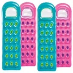 Intex 18-Pocket Suntanner Inflatable Lounge, 74" X 28", (Colors May Vary), (4-Pack)