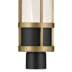 Camillo 22.5 inch LED Outdoor Post Light with Clear Seeded Glass in Textured Black with Natural Brass