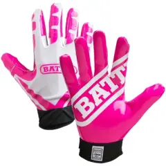Battle Sports Receivers Ultra-Stick Football Gloves - White/Pink