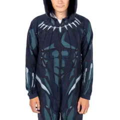 Marvel Black Panther Men's Hooded Union Suit With Leg Hem