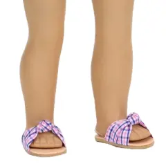 Sophia&rsquo;s Plaid Fabric Knot Sandal for 18" Dolls, Pink/Blue