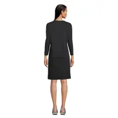 Lands' End Women's Cotton Jersey V-Neck 3/4 Sleeve Swim Cover-up Dress