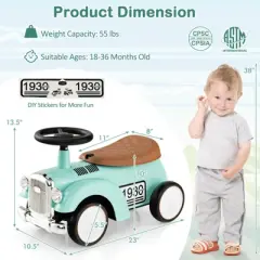 Costway Retro Kids Ride-on Toy Kids Sit to Stand Vehicle with Working Steering Wheel Green/Pink/White