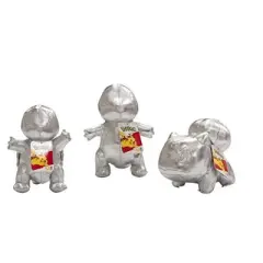 Pokemon 25th Celebration 8" Starter Plushes, 3-Pack - Silver Charmander, Squirtle & Bulbasaur G1 Starters - Limited Edition Collectible Stuffed Animals