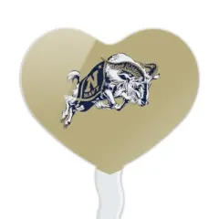 US Naval Academy Secondary Logo Heart Love Cupcake Picks Toppers Decoration Set of 6