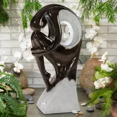 John Timberland Graceful Form Modern Zen Bubbler Curled Female Outdoor Floor Water Fountain with LED Light 43" for Yard Garden Patio Home Deck Porch